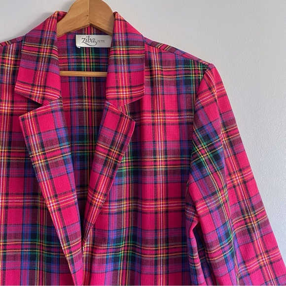Vintage Ziba Vibrant Pink Plaid Blazer - Picture 4 of 13